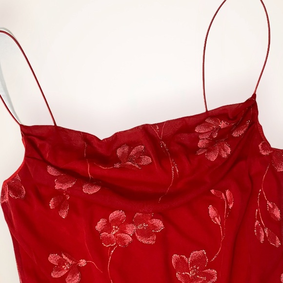 SOLD • 90s Holly Sparkle Floral Bodycon Maxi Dress - Picture 5 of 7